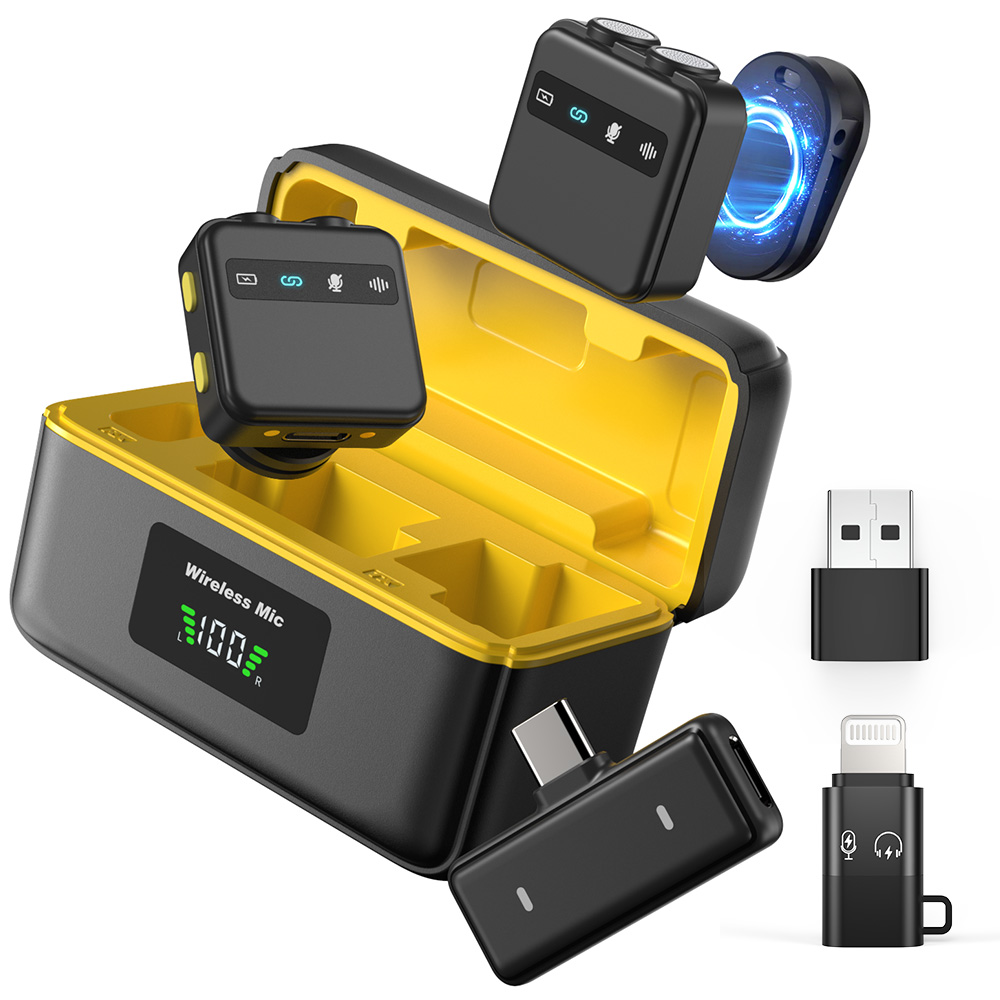 NICESUN 미니 무선 핀마이크 영상 촬영용 아이폰/안드로이드/태블릿/PC 호환 자석 부착 노이즈 캔슬링 Vlog/유튜브/방송용 마이크 S10, 블랙, S10-all 129,000원