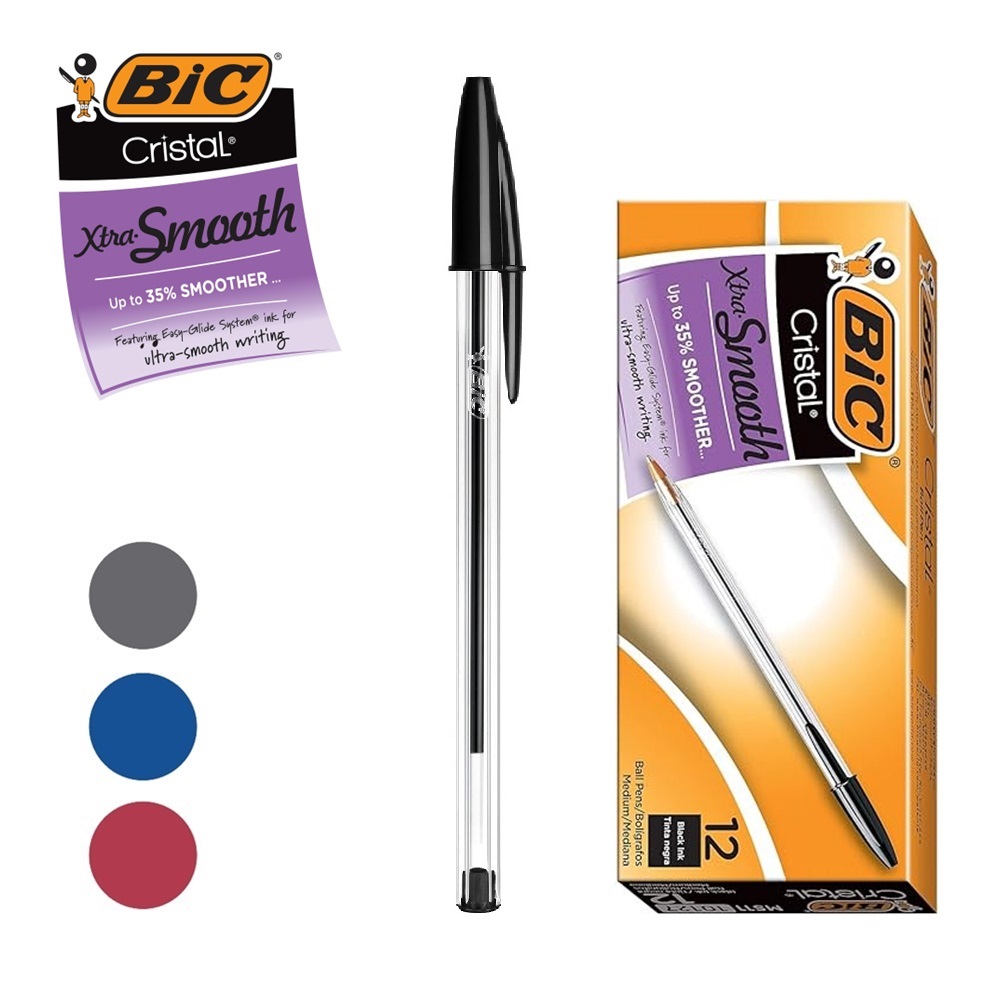 BIC 볼펜 크리스탈 1.0mm 빅볼펜 12P 세트, 12개, 블랙, 현재가 14,130원