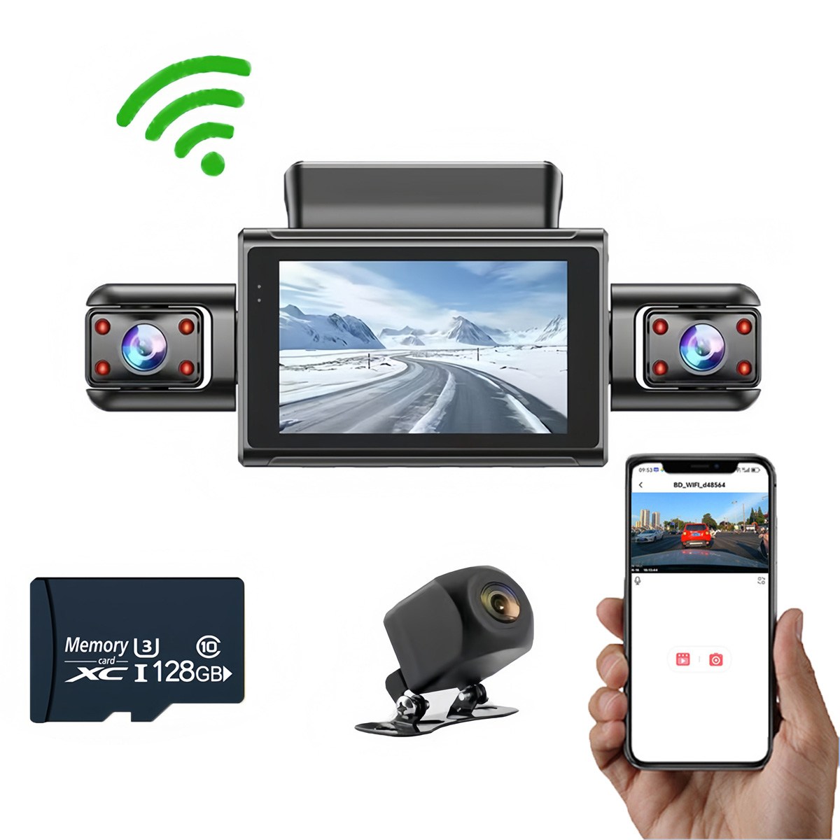 4채널 128G 고화질1080p 블랙박스 스마트폰 연결와이파이 자체설치 차량용블랙박스 96,000원