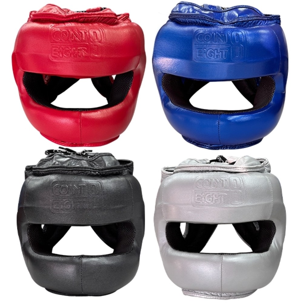 카운트8 스틸 안면보호 복싱 격투 헤드기어 천연가죽 (끈조절), 1개, 블루 140,000원
