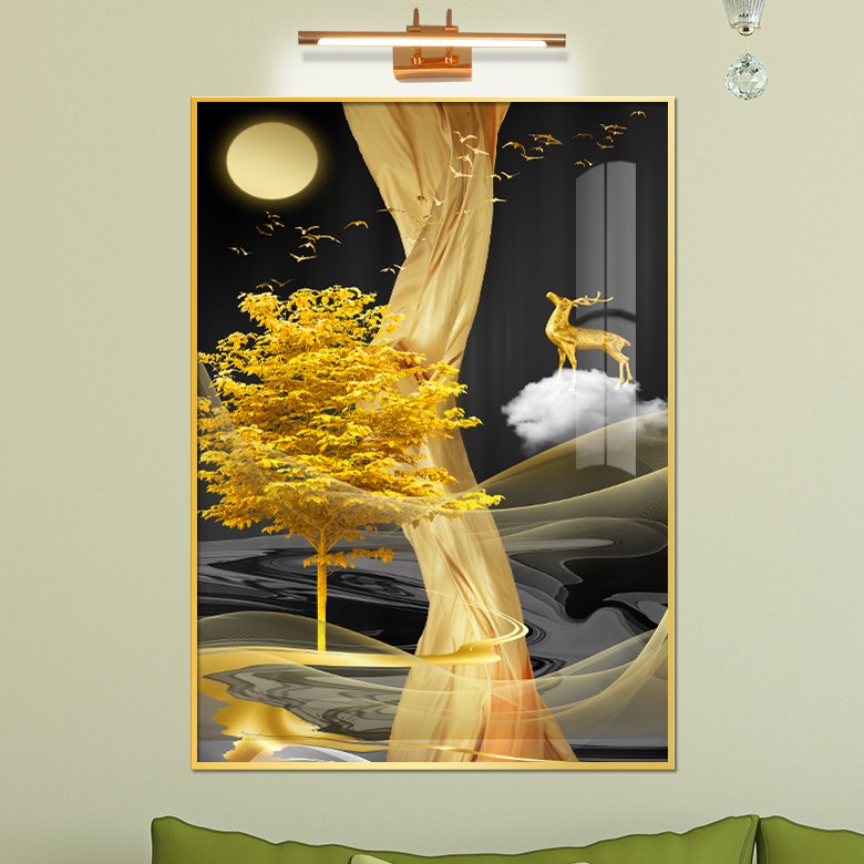 보고아트 돈 들어오는 황금 사슴 나무 현관 거실 액자 그림, [2] 황금나무와 황금커플사슴_보름달 29,900원