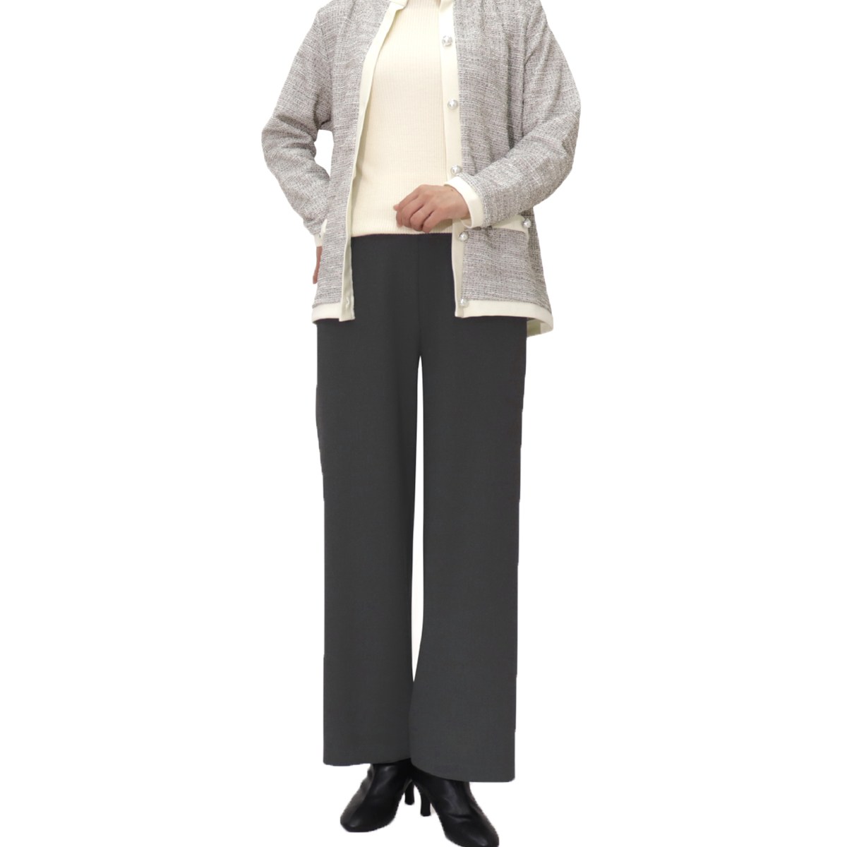 Made in Japan 겨울용 허리 편한 일본산 기모 스트레치 와이드팬츠 부드러운 밴 50대 60대 70대 중년여성 엄마옷 할머니옷 선물 빅사이즈 외출복 오피스룩 9600 75,000원