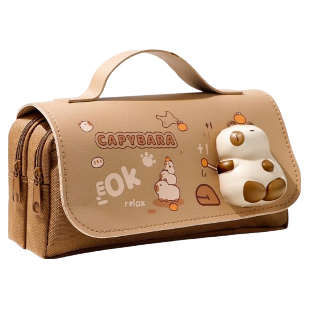 특별한상점 귀여운 애니멀 캐릭터 손잡이 방수 필통, 카피바라, 1개 11,900원