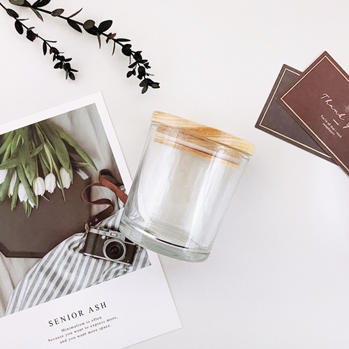 캔들 향초 유리 기본용기 - 투명 + 심플우드캡, 1개 2,200원