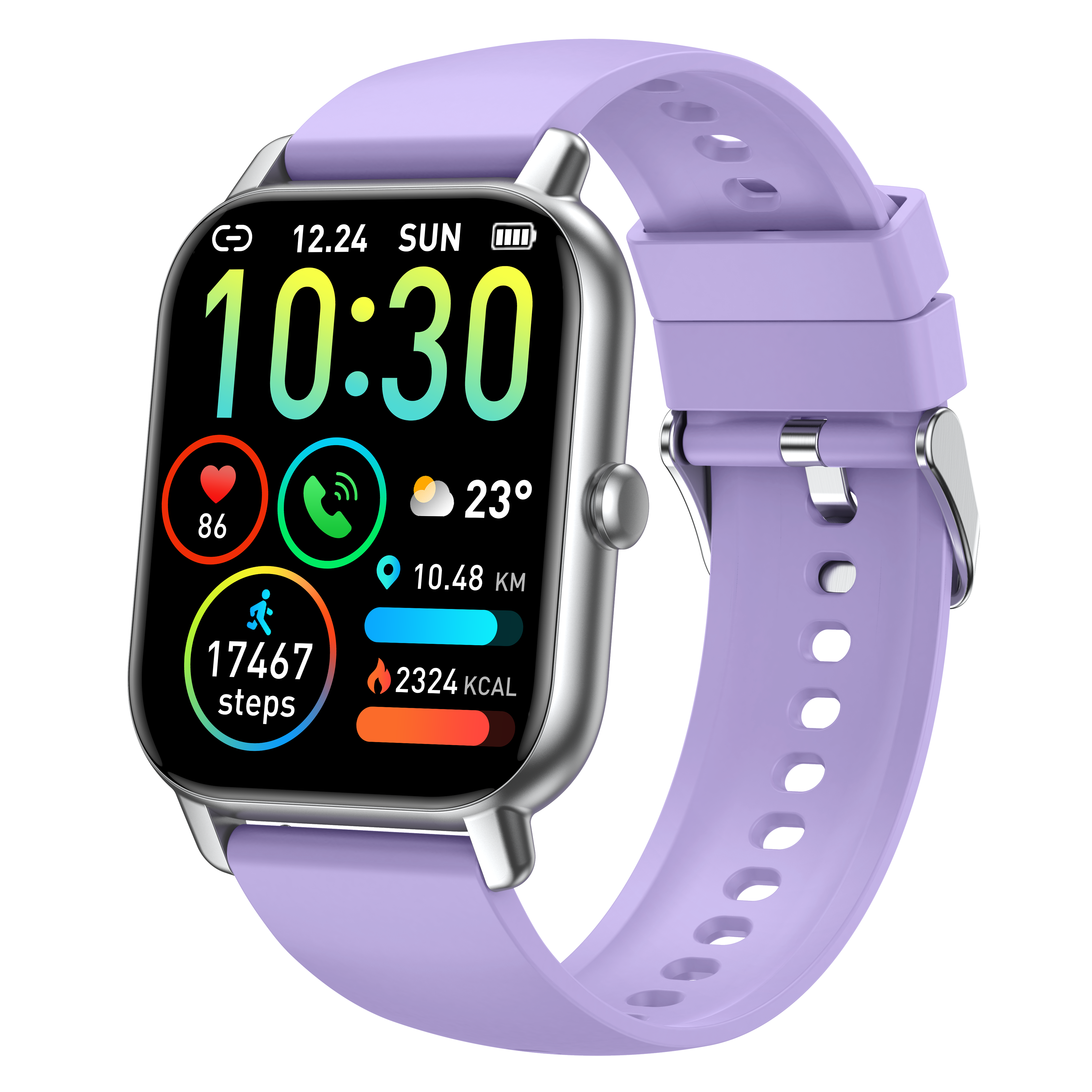 Donerton P66 통화가능 스마트워치 46.99mm 한글판 운동시계, 블루투스, 4.699cm, 자주색 29,800원