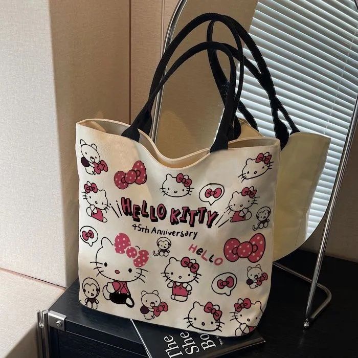 헬로키티 에코백 대용량 캔버스 숄더백 캐릭터 토트백 데일리 가방 12,000원