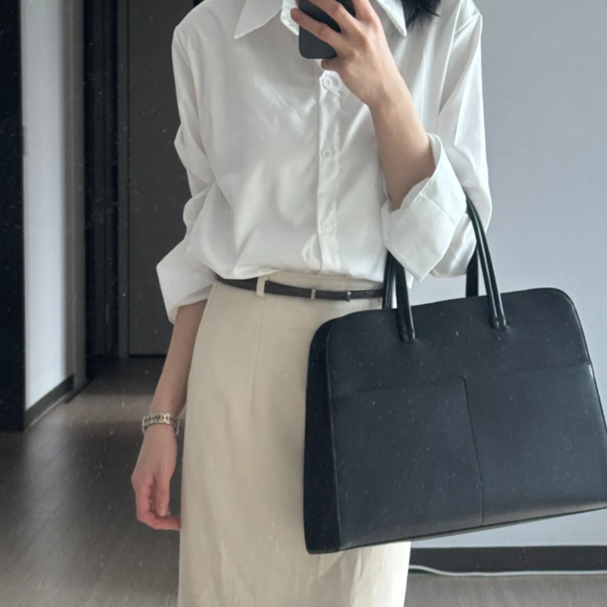 아누아비레 무지셔츠 남방 루즈핏 카라넥 블라우스 25,900원