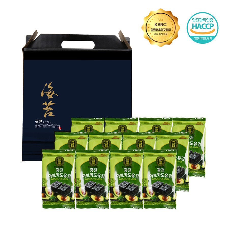 광천 해달음 아보카도유 도시락김 12봉 고급선물세트 6,000원