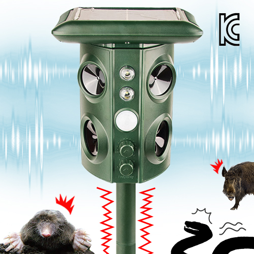 [당일출고] 테크이지 무선 야생동물 퇴치기 4개 초음파 스피커 기계파 진동 태양열 충전 땅속까지 진동 초음파 LED 5종모드 kc인증 뱀 두더지 멧돼지 고라니,1개 32,800원