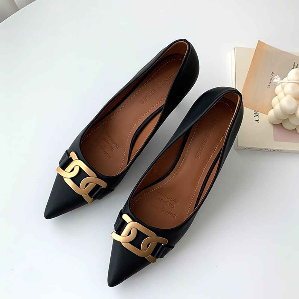 슈리오 여성 오피스룩 금장 스틸레토 하이힐 펌프스 8cm 44,900원