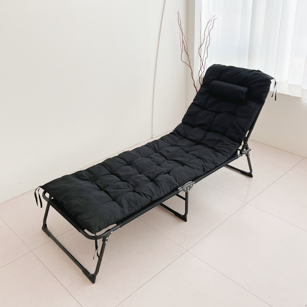 오브민 1인용 접이식 간이침대 + 쿠션 + 베개 세트, 블랙 29,890원