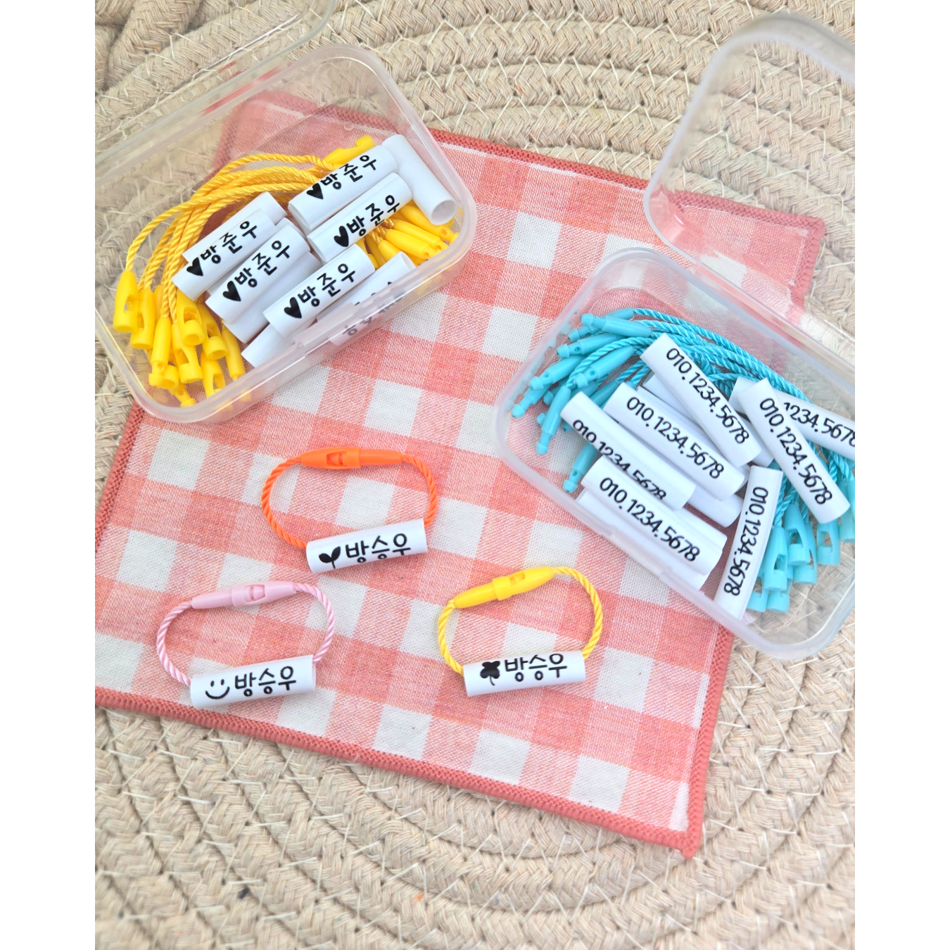신학기 준비물 미니 네임택 어린이집 유치원 가방 신발 이름표 방수 튜브 네임택 12개(끈 포함) 4,300원