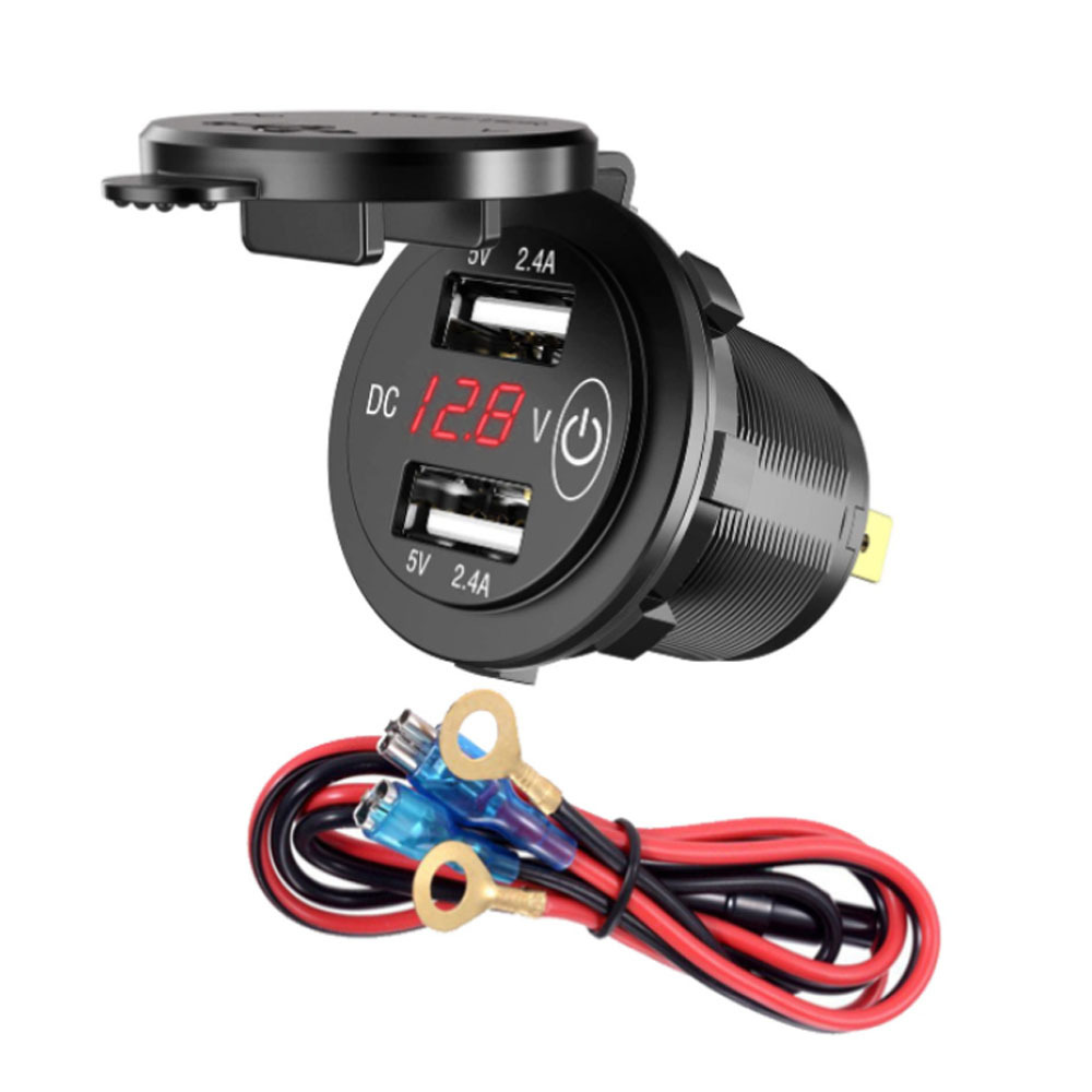 차량용 시거잭 오토바이 USB 충전기 멀티 시가 소켓 12-24V 매립형 터치전원 카킹즈, 1개, 2구 13,740원