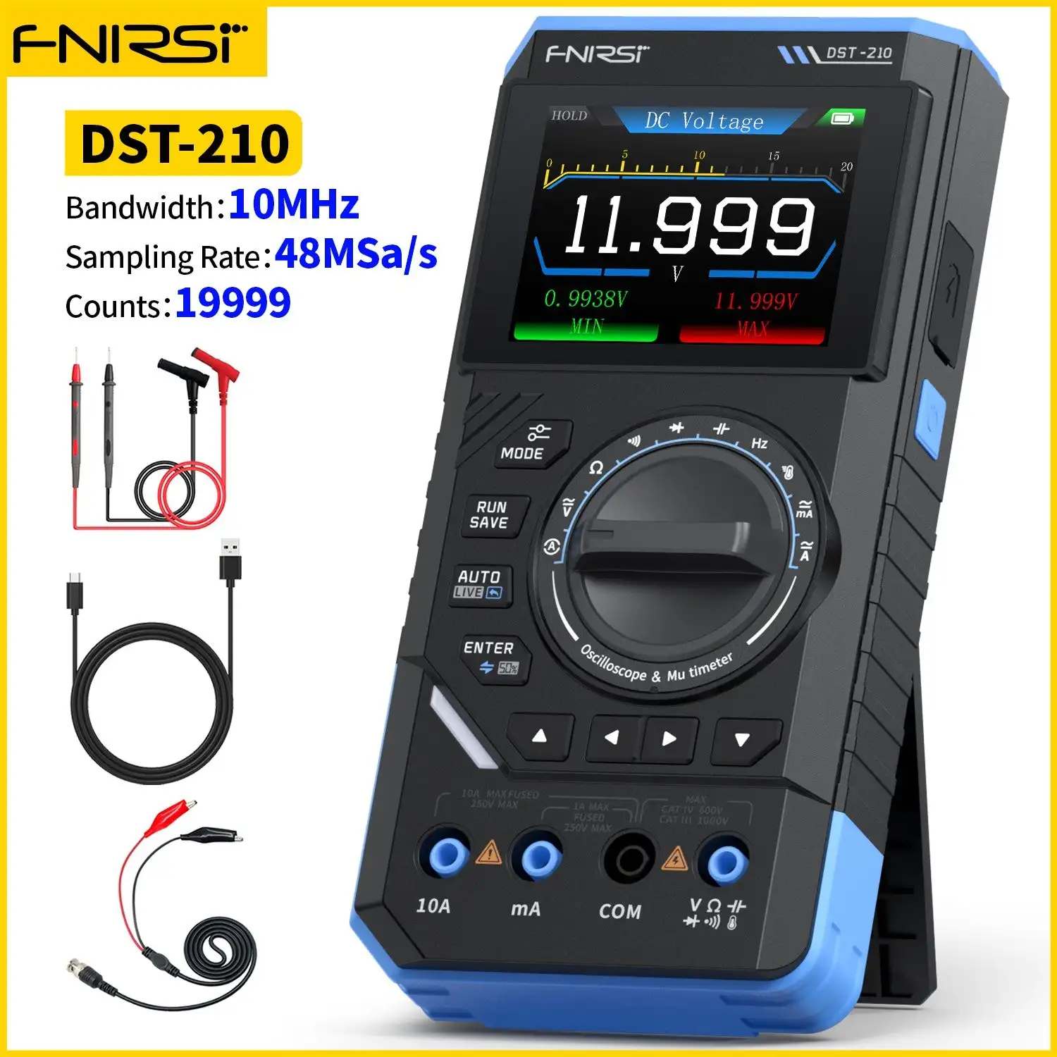 FNIRSI DST-210 2025 최신 3in1 오실로스코프 발생기 1MHZ 48MSa/s 다기능 멀티미터 93,200원