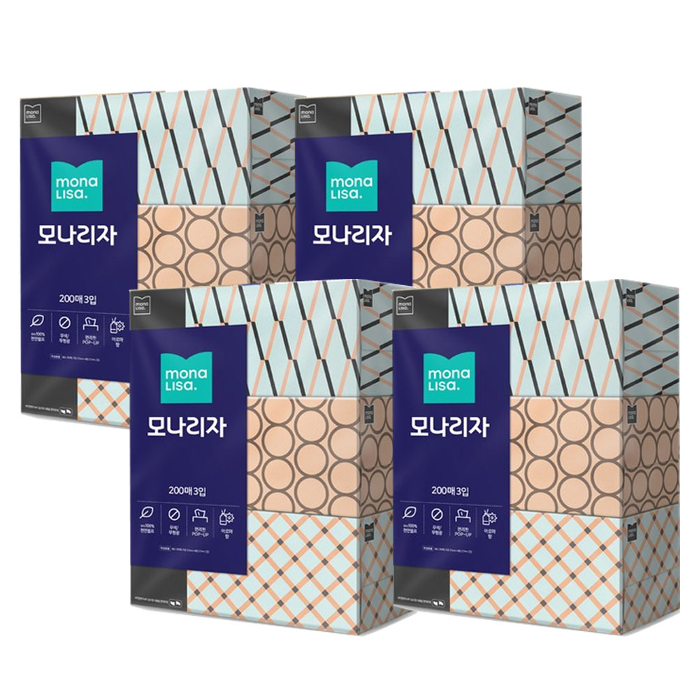 모나리자 미용 각티슈 200매 12곽 천연펄프 미용티슈 화장지, 200매, 12개 19,950원
