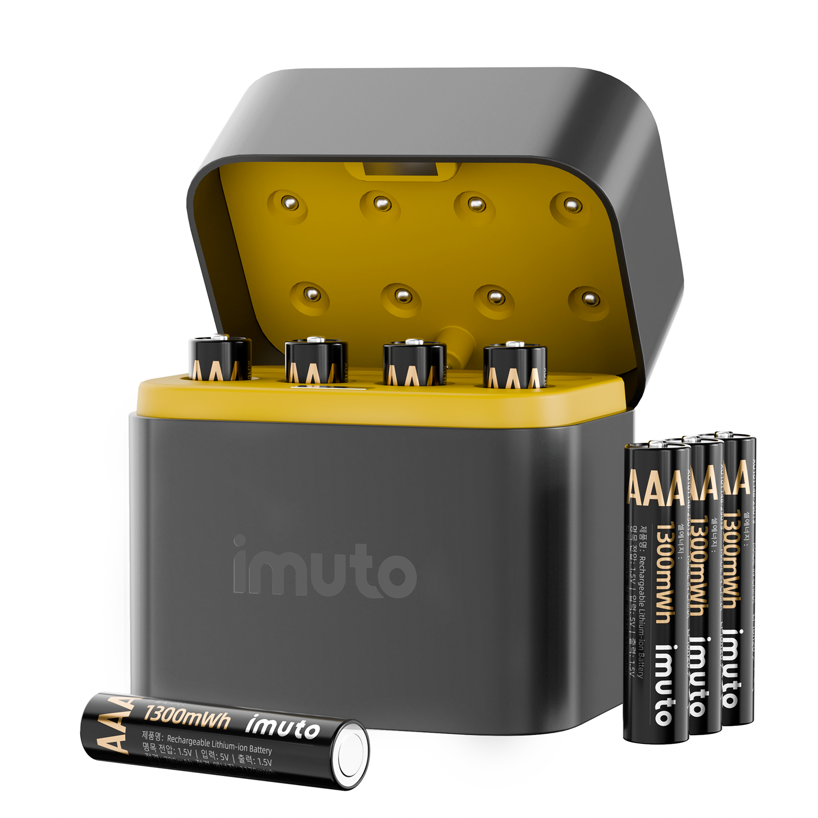 IMUTO 1.5V 리튬 배터리 건전지 충전지 충전기 세트 AAA 1300mWh, 1세트, 8개입 43,900원