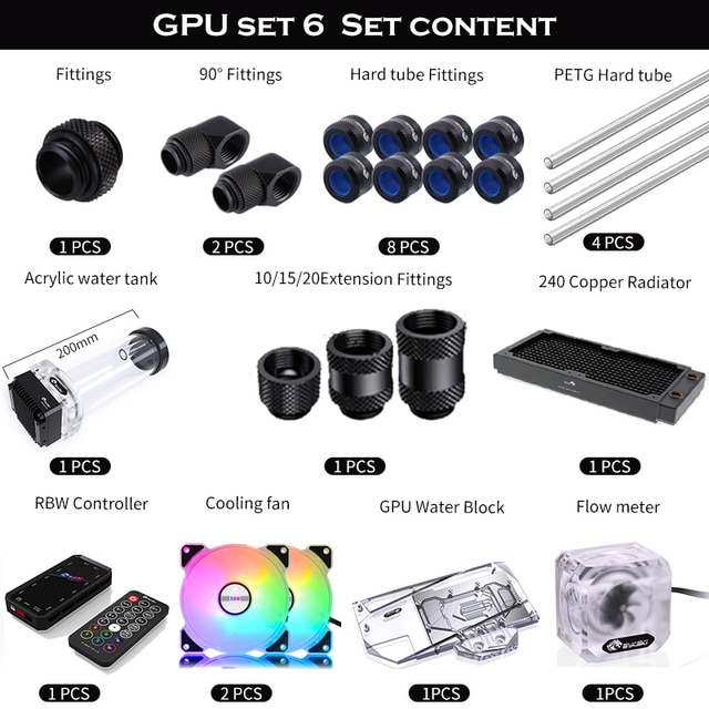 수냉키트 Bykski DIY PC 분할 하드 파이프 튜브 수냉 키트 인텔 AMD Ryzen NVIDIA RTX 3080 3090 비디오 카드 CPU GPU 쿨러 세트 MOD 500,660원