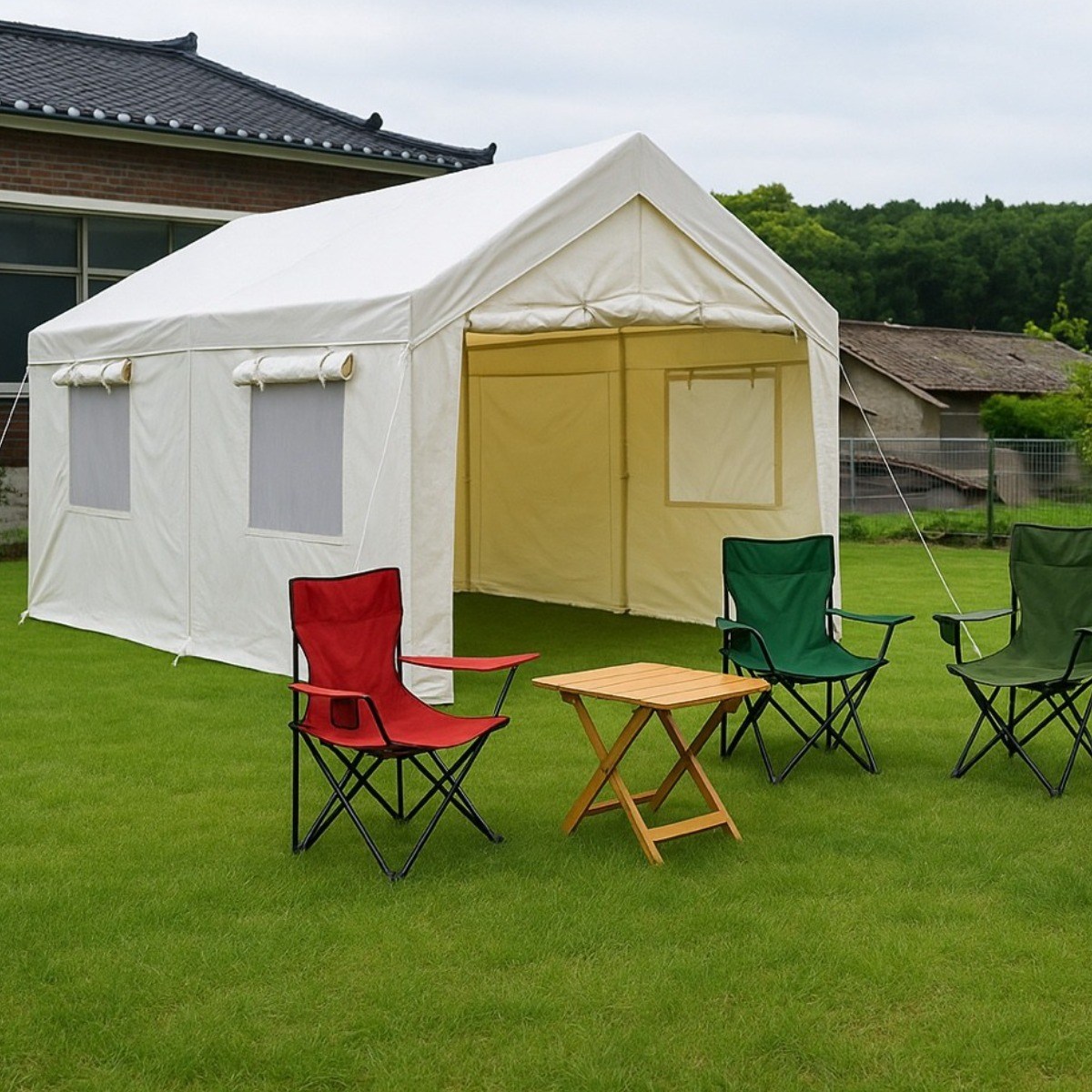 코스트코천막 텐트 3mx3m 풀세트 주차 차고지 케노피 차양막 차량용 행사용 대형 장박 (3x3은 투명창+스킨 ,3x4는 매쉬창+스킨), ivory 291,000원