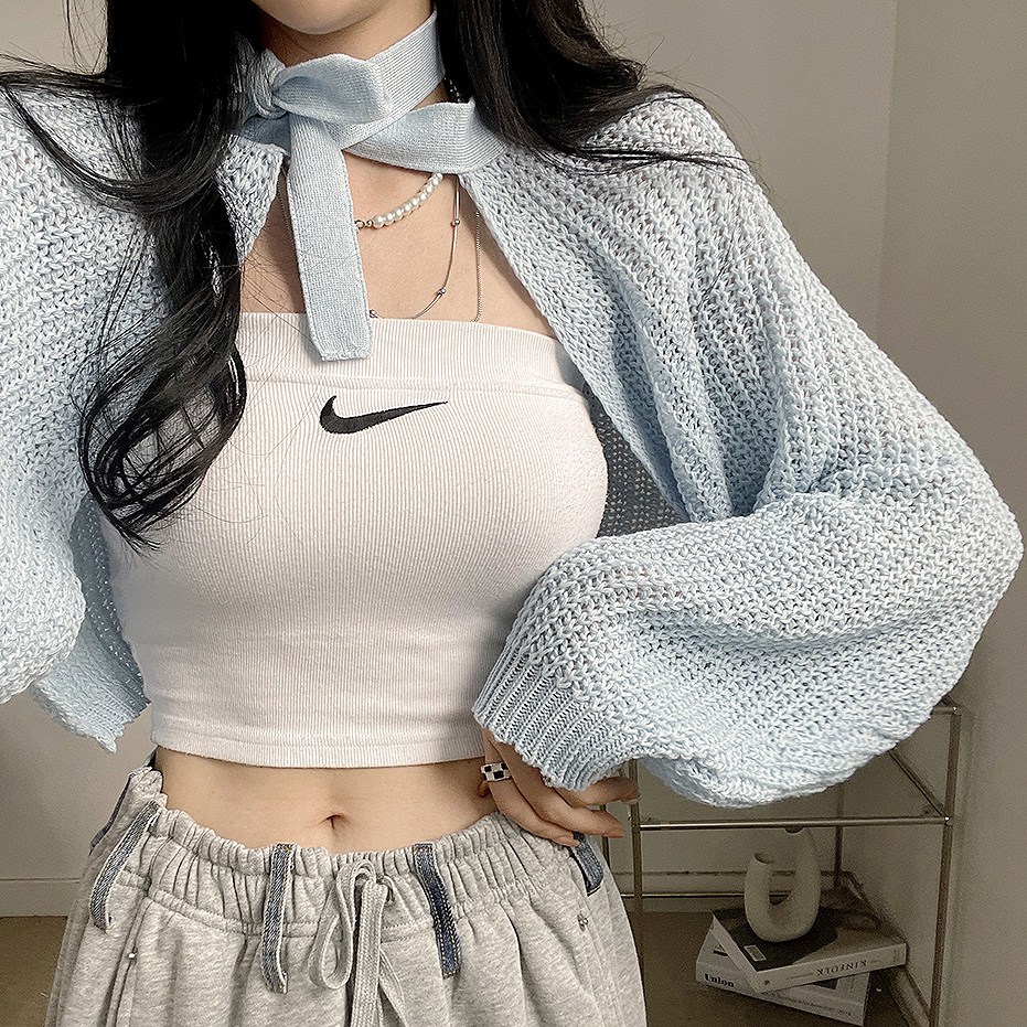 [디데이뉴] [여름까지 쭉] 흘러내림 X, 리본 끈 얇은 크롭 볼레로 가디건 7color 24,500원