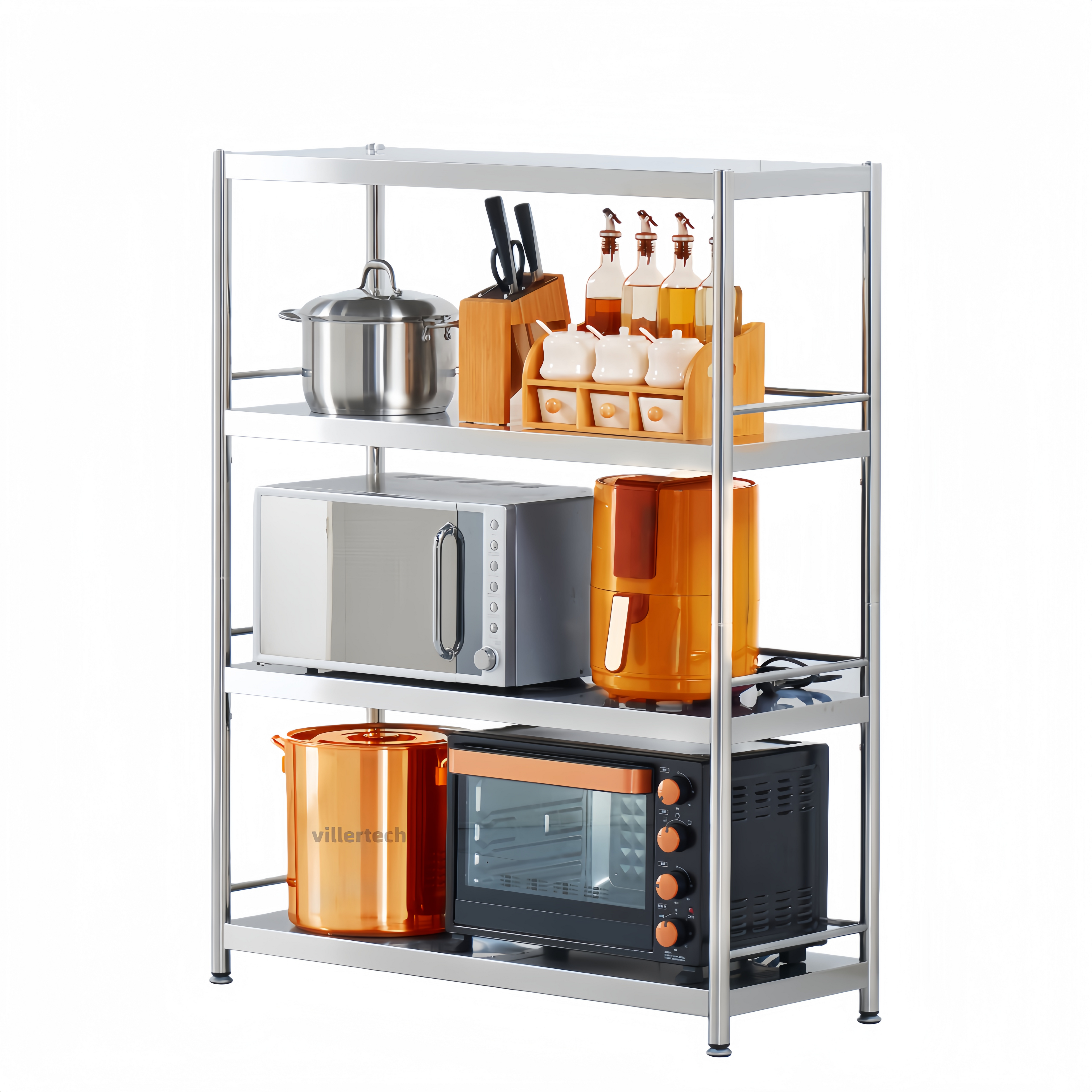 스테인리스 스틸 선반 다용도 수납선반 전자레인지선반 주방 베란다 창고 상업용 히든스크류 설계, 실버, 4단 159,990원