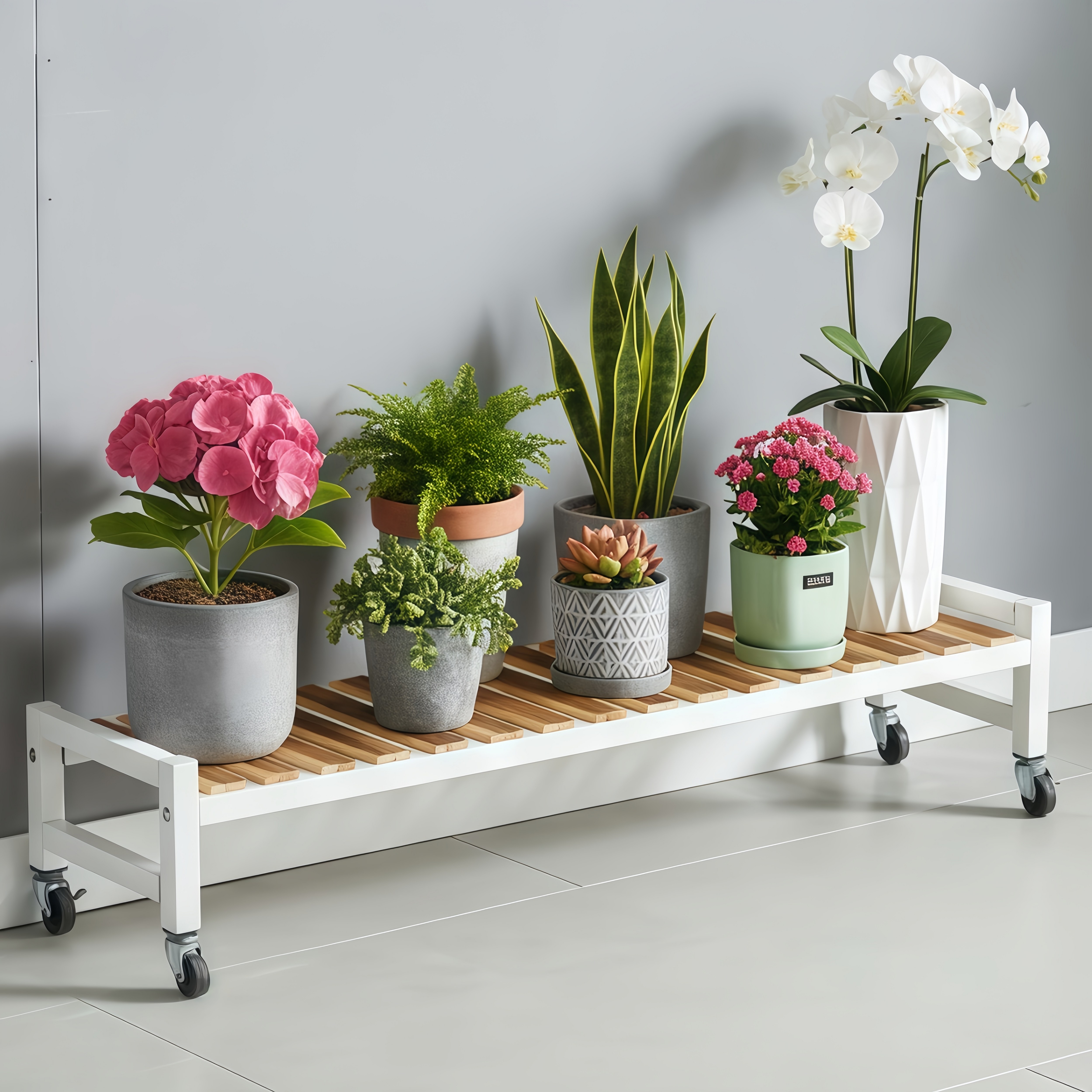 디원리빙 이동식 프리미엄 철제프레임 계단식 화분 정리 선반대, 화이트 100cm, 1단 28,800원