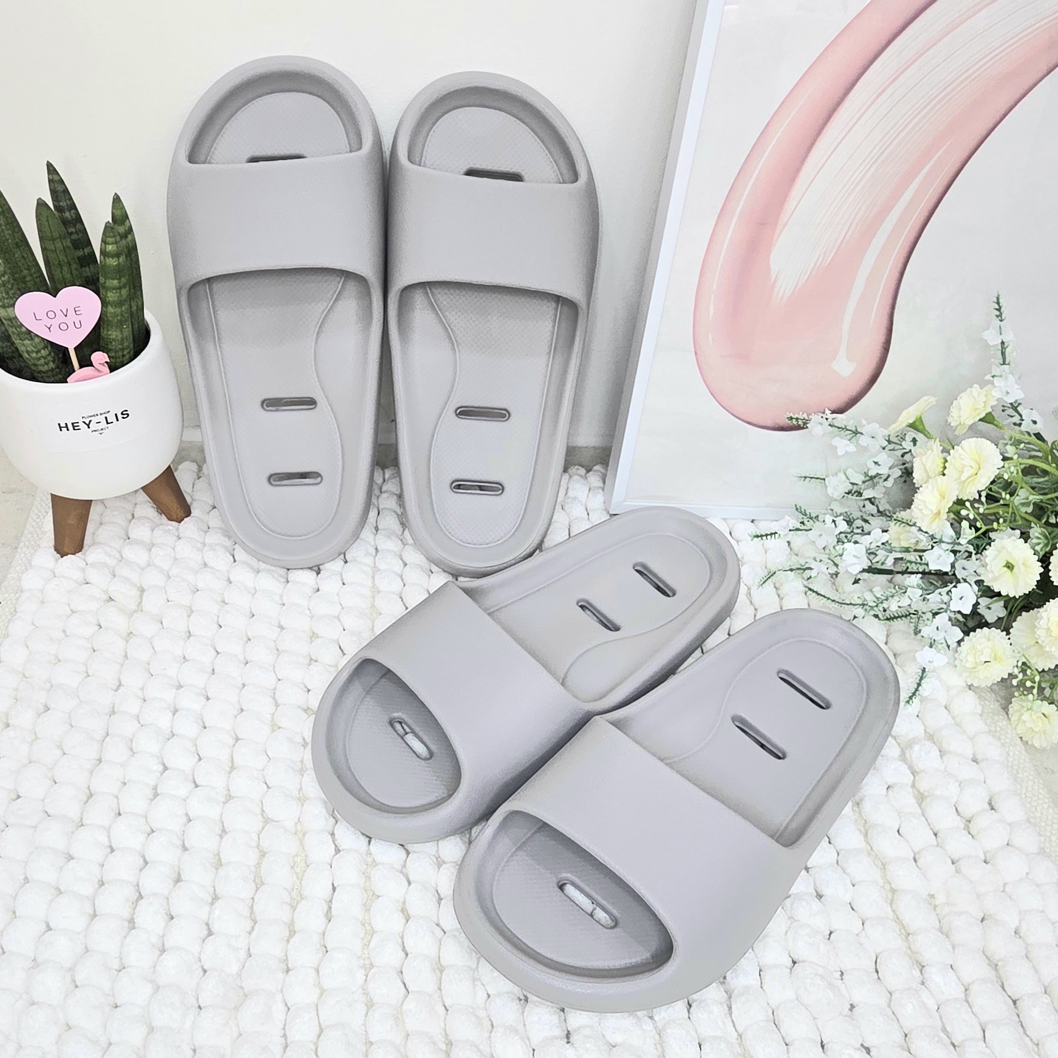 1+1 푹신한 낮은 남녀공용 국산 욕실화 미끄럼방지 물빠짐 슬리퍼 2개 11,250원