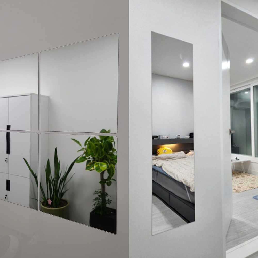 대형 모칸도 아크릴 거울 75X150cm 모서리 직각형 접착식 DIY거울 두께 2mm 재단가능, 모서리직각 75X150 2mm 64,000원