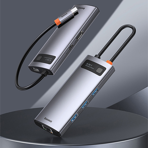 베이스어스 메탈글림 C타입 6in1 멀티허브 도킹스테이션, 1개, 그레이 46,500원