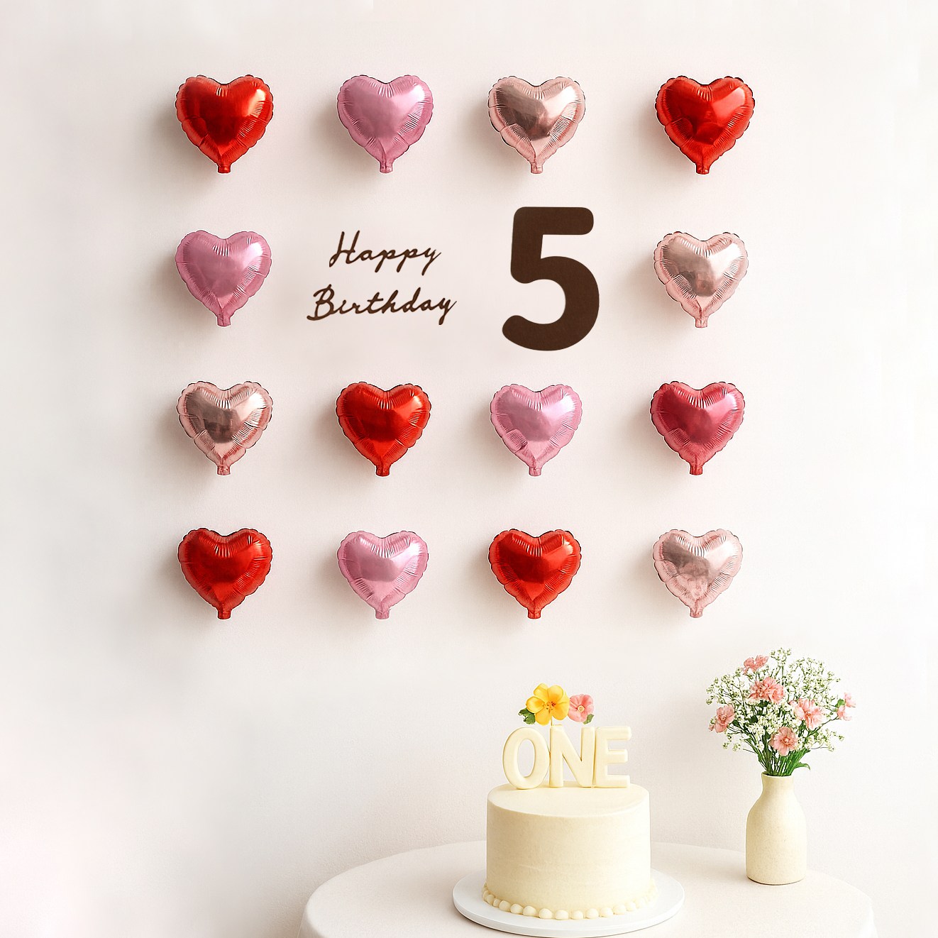 해피제이니 펠트 생일레터링 미니하트 풍선 20개 생일 파티용품 세트, 1세트, 레드 5번 8,900원