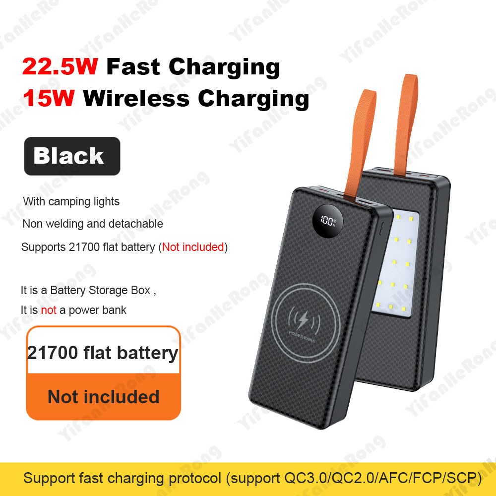 22 5W 고속 충전 15W 무선 파워뱅크 배터리 홀더 캠핑 램프 16 18650 20000mAh 케이스 DIY 27,400원