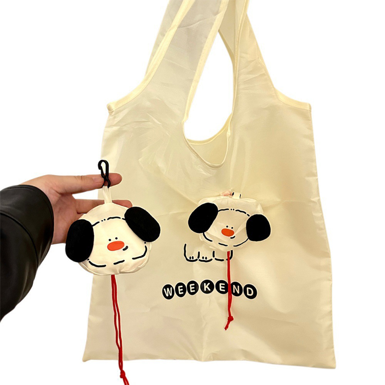 엠프린스 강아지 키링 에코백 휴대용 포켓 접이식 장바구니, 베이지, 1개 4,900원