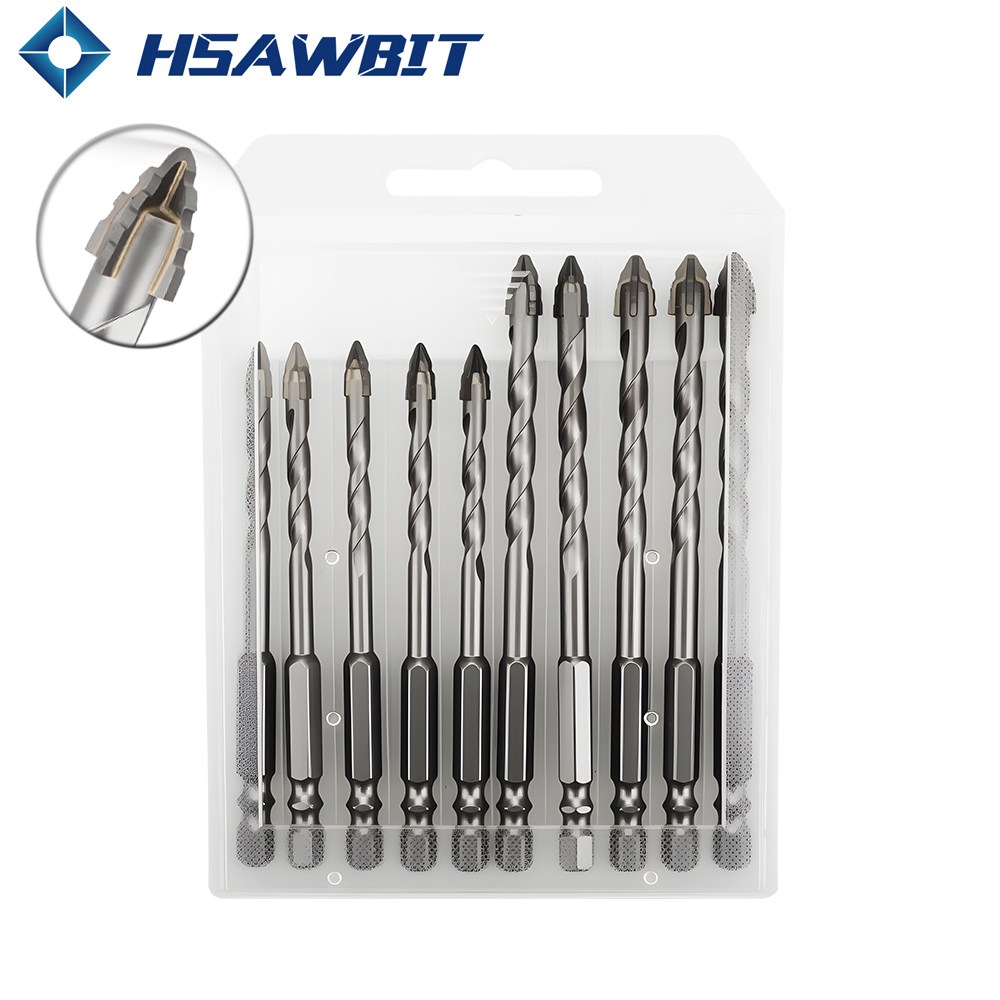 10개입 6mm+8mm세트 다용도 4날 톱니형 드릴 비트 목재 대리석 콘크리트 벽타일 드릴 비트, 1개 25,000원