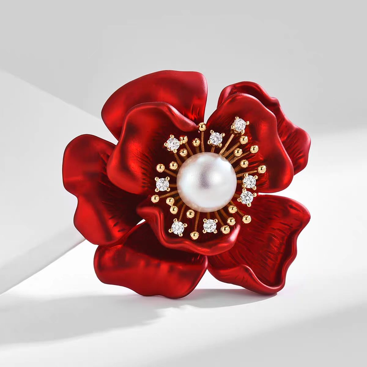 붉은 모란 꽃 브로치 브로치 고급 정교 패션 옷 핀 액세서리 고급 경사 고급감 12,000원