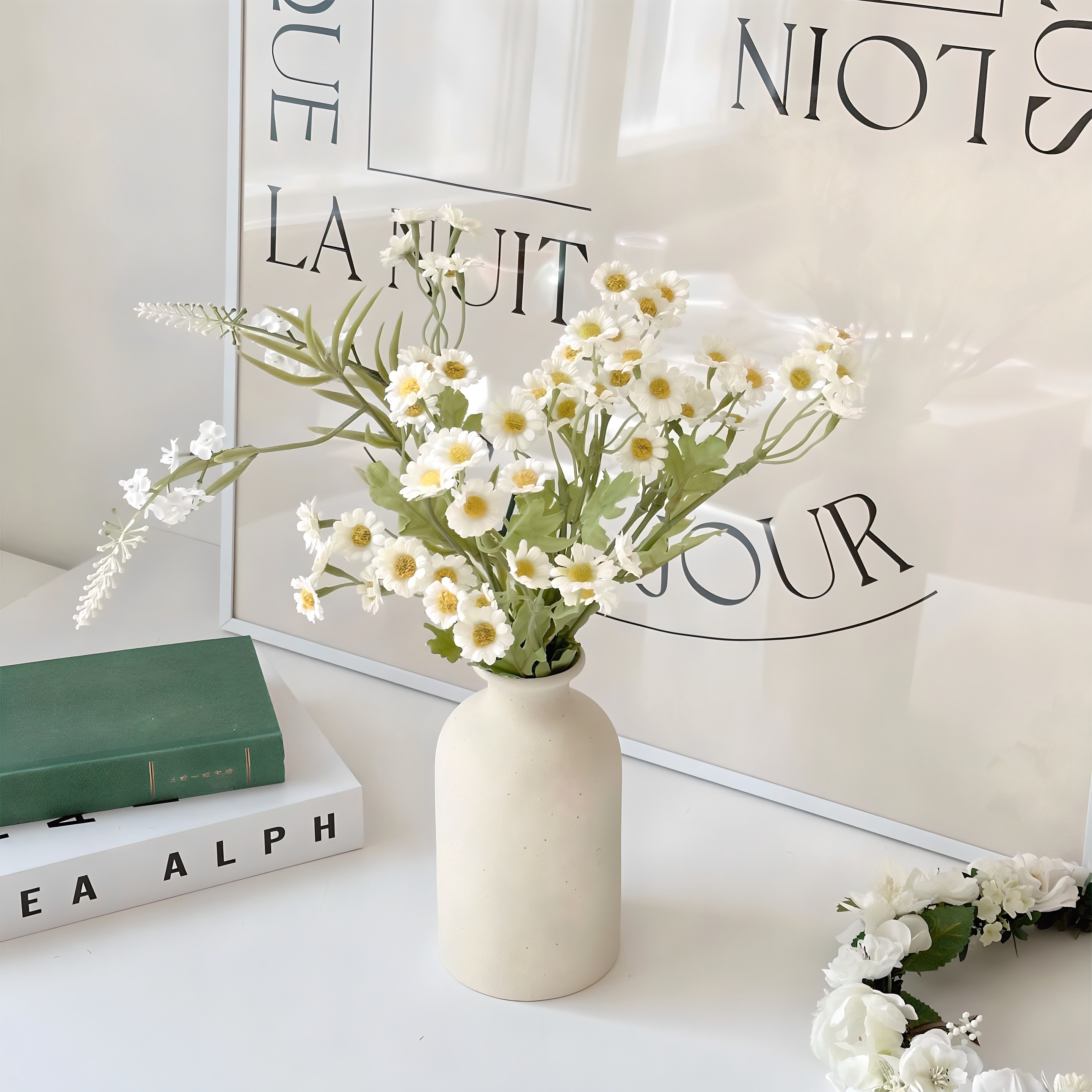 소국, 베로니카 조화 + 도자기 화병 세트 17,800원