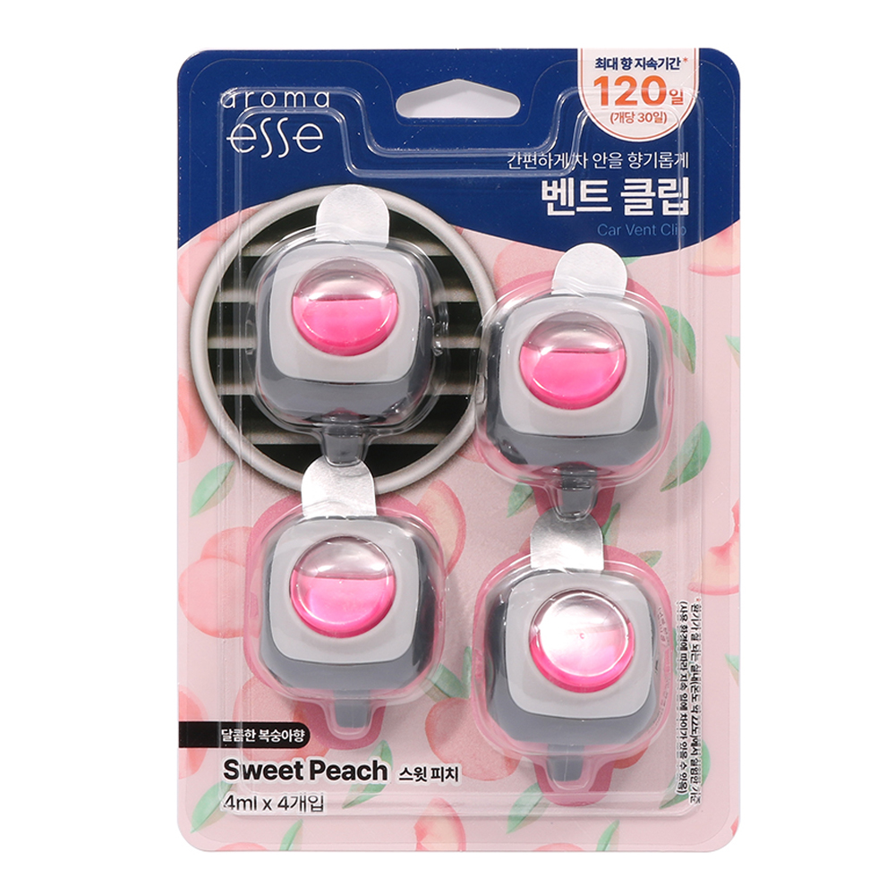 아로마엣세 벤트클립 차량용방향제 4p, 스윗피치, 1개 6,600원