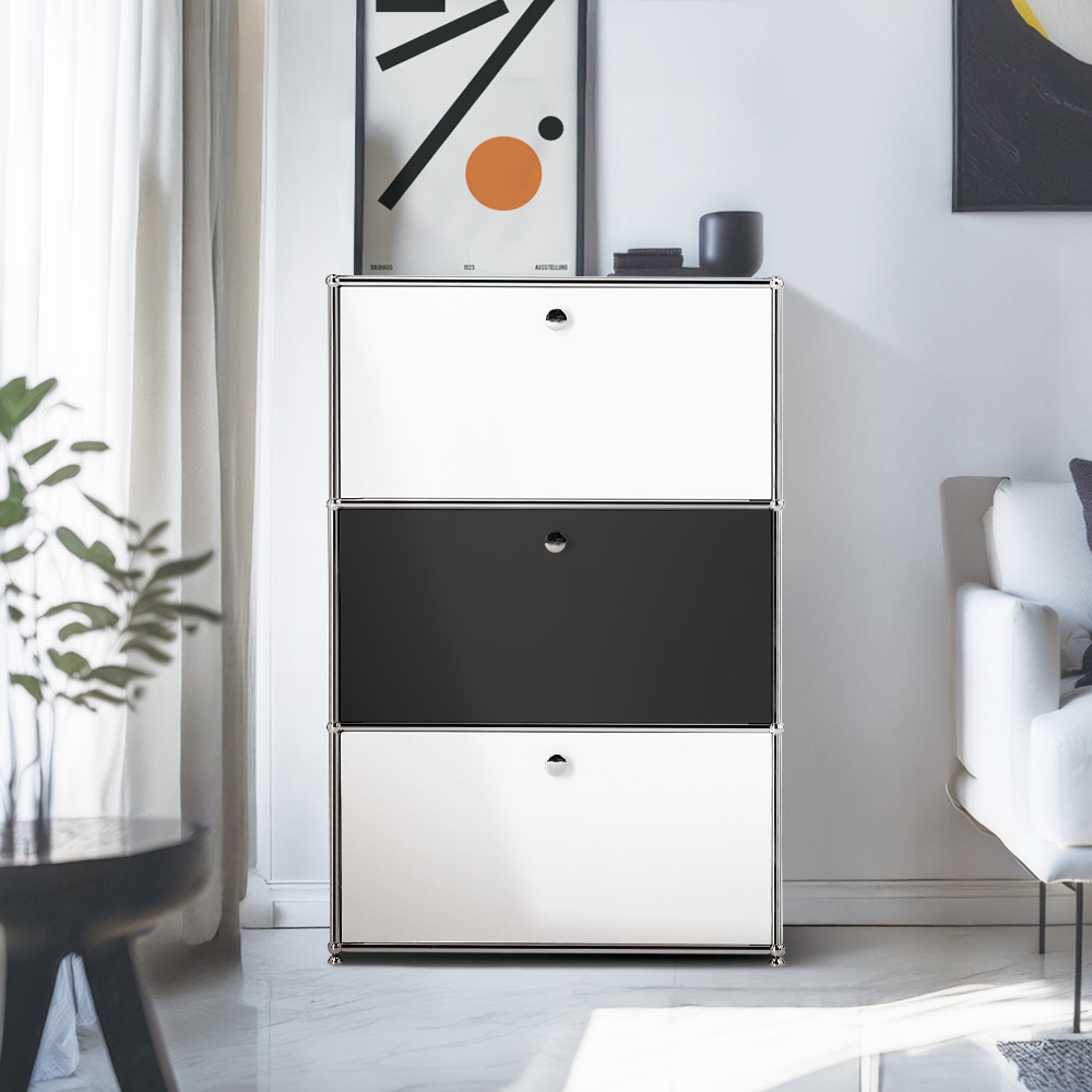 이가페 미드센츄리 모듈 모노 1 x 3 베이직 수납장 콤비 방문설치, 화이트 + 블랙 + 화이트 821,810원