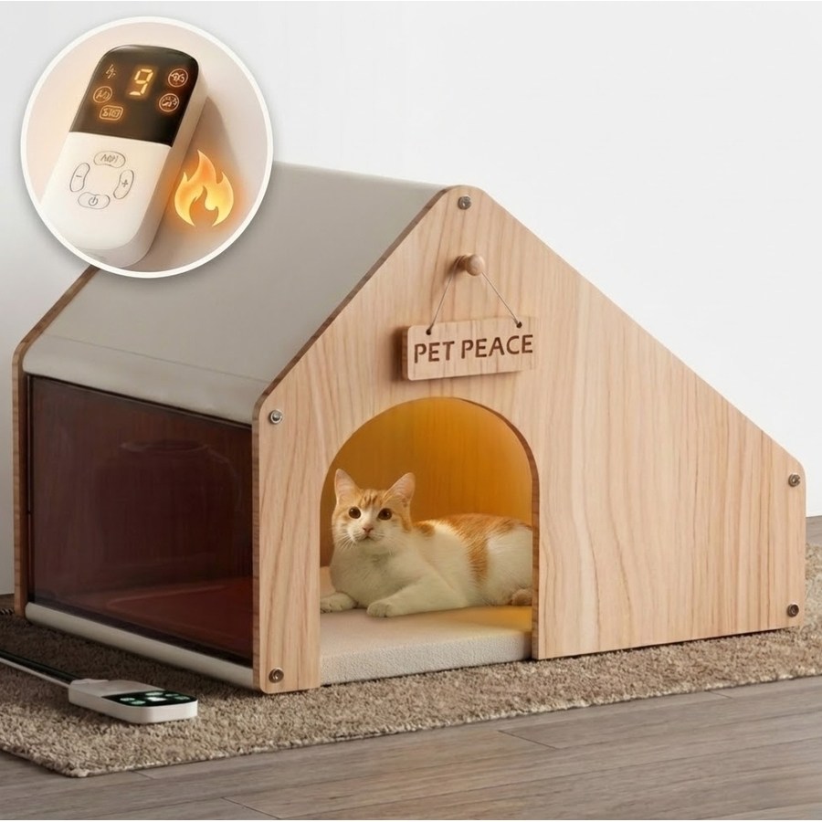 지구별 원목 펫하우스 강아지 고양이 숨숨집 온열전기장판 68,500원