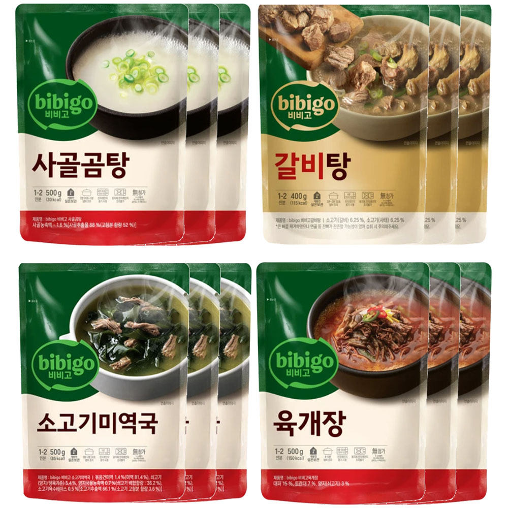 [CJ제일제당]비비고 국탕 육개장3갈비탕3미역국3사골곰탕3 12팩, 1세트, 500g 48,900원