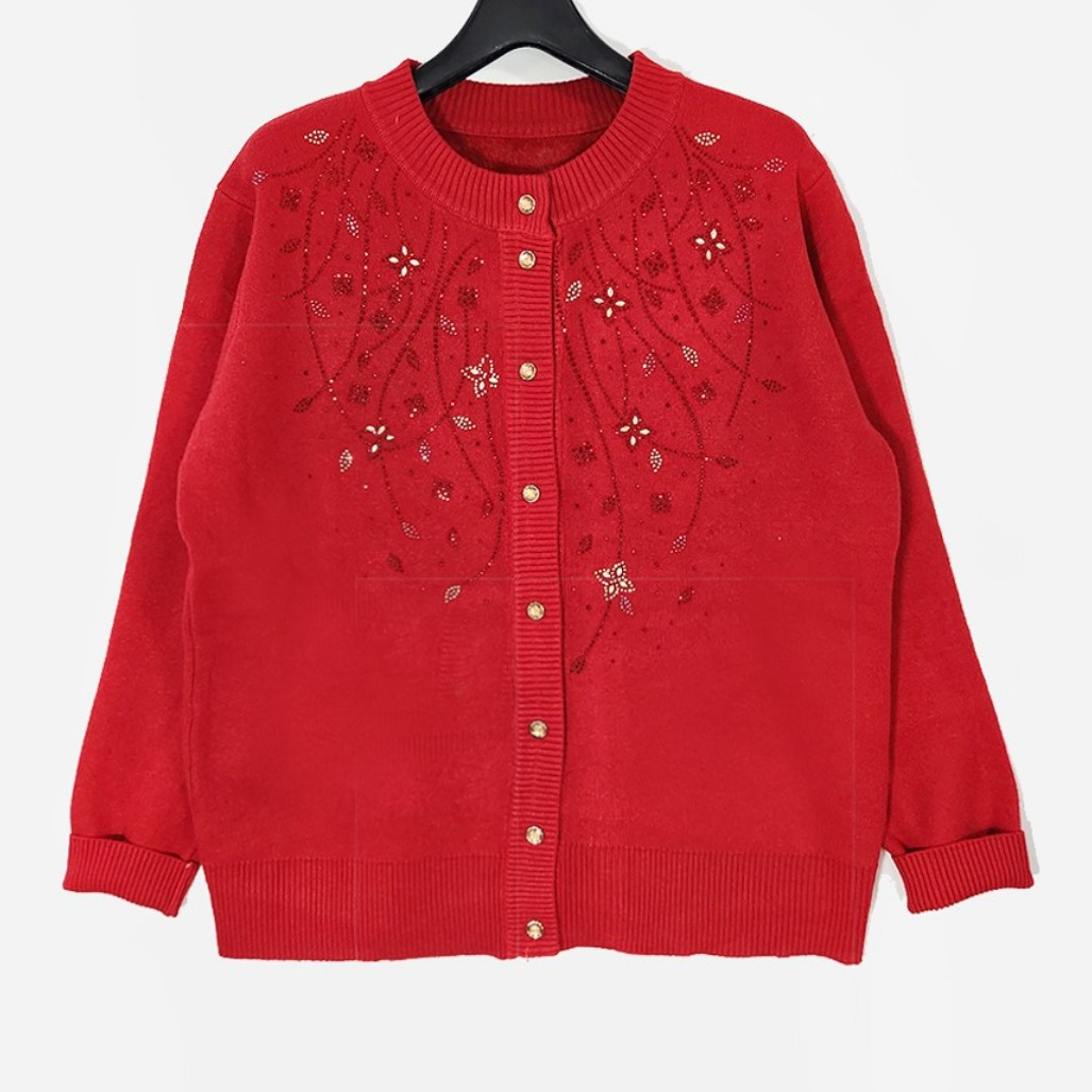 허니마마 별꽃 기모안감 할머니옷 겨울 가디건 따뜻한 쉐타 털 니트 외투 80대 요양원 선물 32,900원