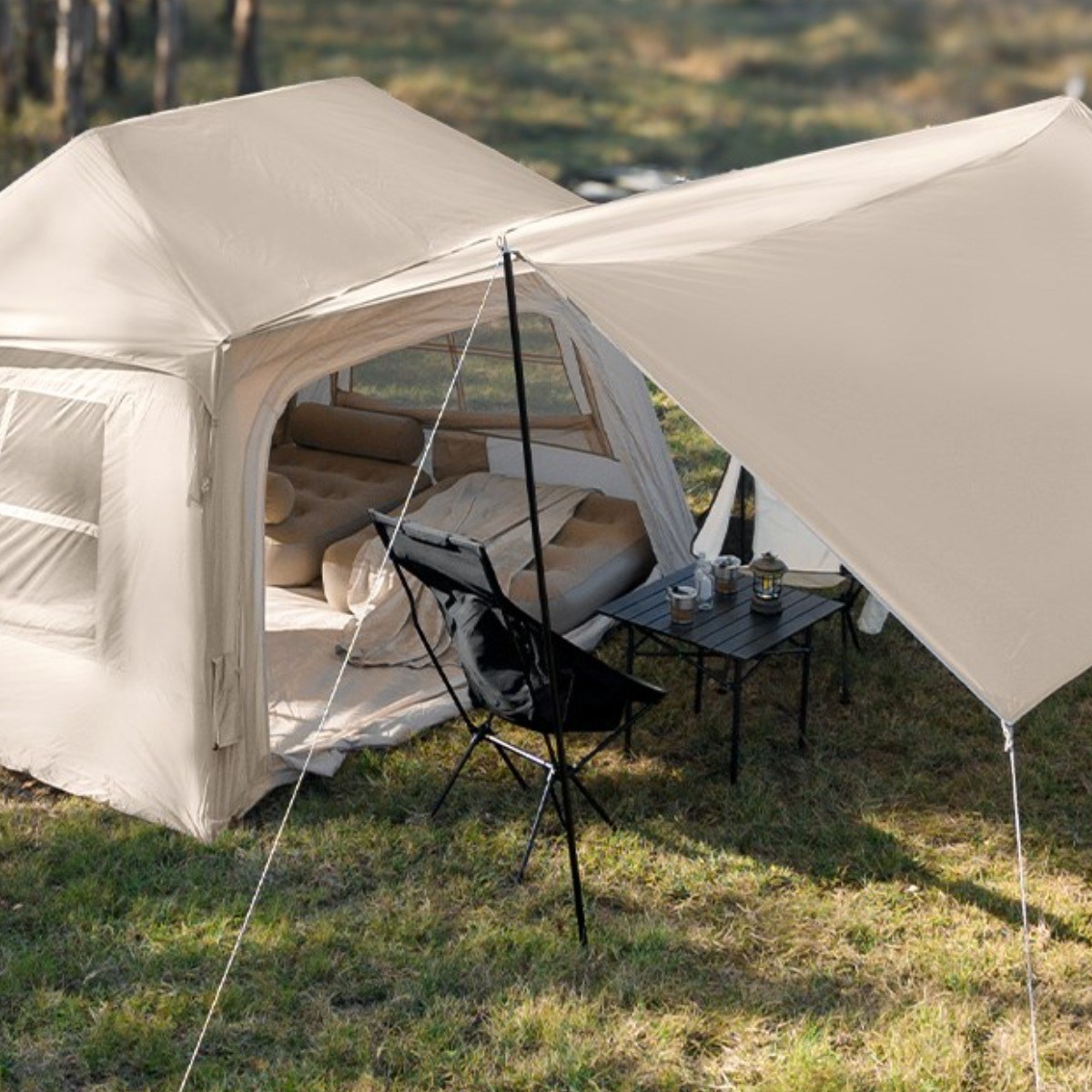 Sonuto 소누토 감성 에어텐트 4-8인용 일체형 타프 탈부착, 넓은 개방감 차박 대형 글램핑 면혼방 텐트 300,000원