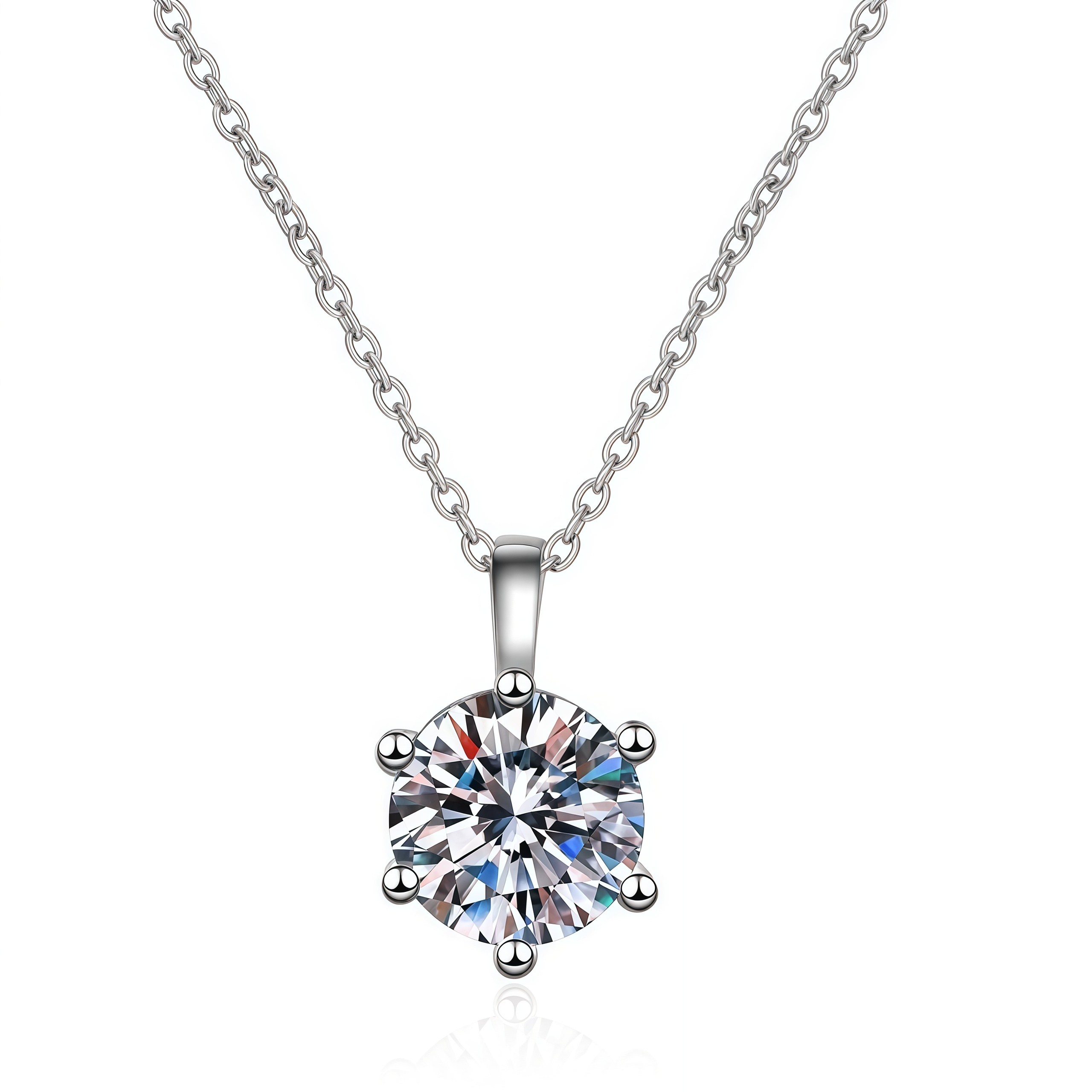 실버 6프롱 2캐럿 모이사나이트 목걸이 SM-07 49,600원