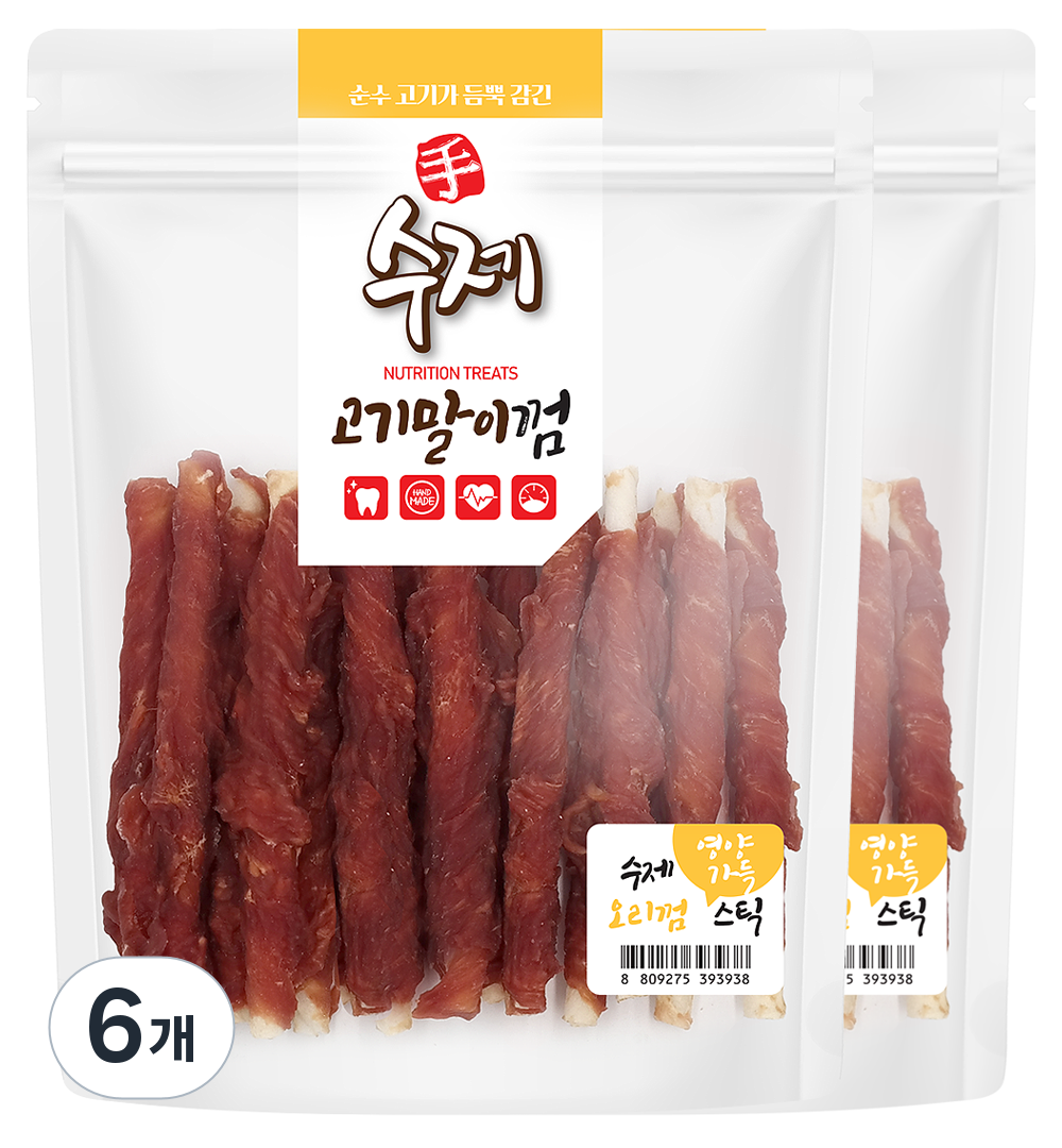 펫스토리 강아지 영양가득간식 수제 고기말이 껌스틱, 오리맛, 210g, 6개 22,090원