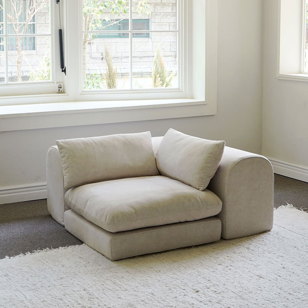 마루이 누보 와이드 프리미엄 조야 이지클린 모듈형 1인 코너형 좌식 소파베드 방문설치, 믹스아이보리 139,000원