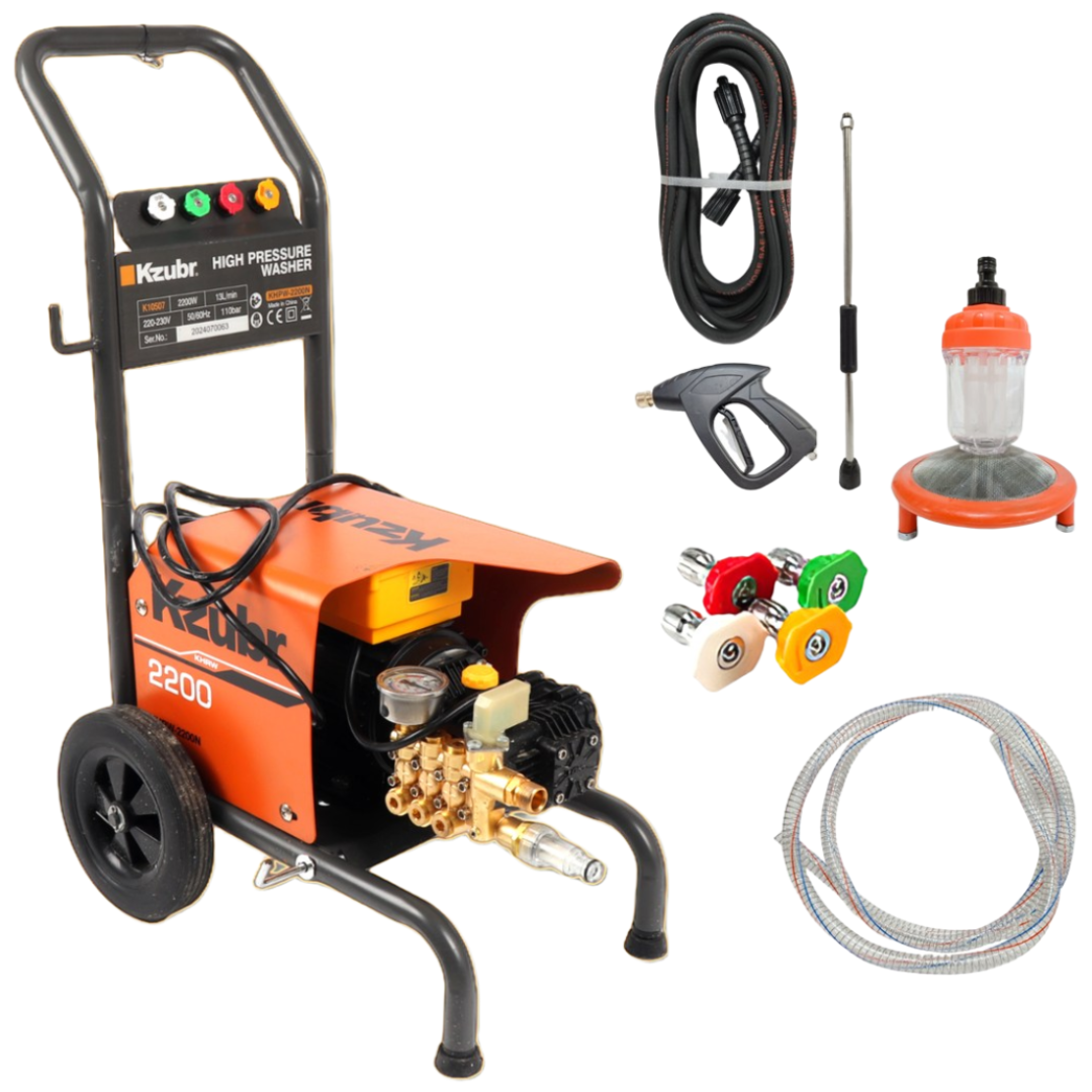 Kzubr 초강력 고압세척기 KHPW-2200N 전기 유선 2200W 세차 청소 110BAR 자흡 직수, KZUBR KHPW-2200N 460,000원