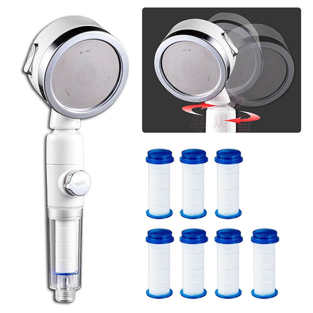 루꼬모 6기능 필터샤워기 헤드+샤워기필터 7개입 고수압 온오프 절수 샤워기 헤드 13,330원