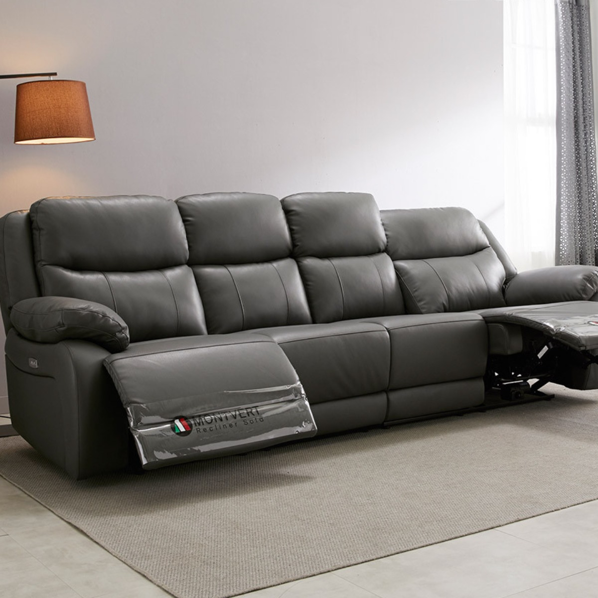 파로마 하벤 나파 가죽 전동 리클라이너 쇼파 4인 거실 소파, 그레이 1,202,000원