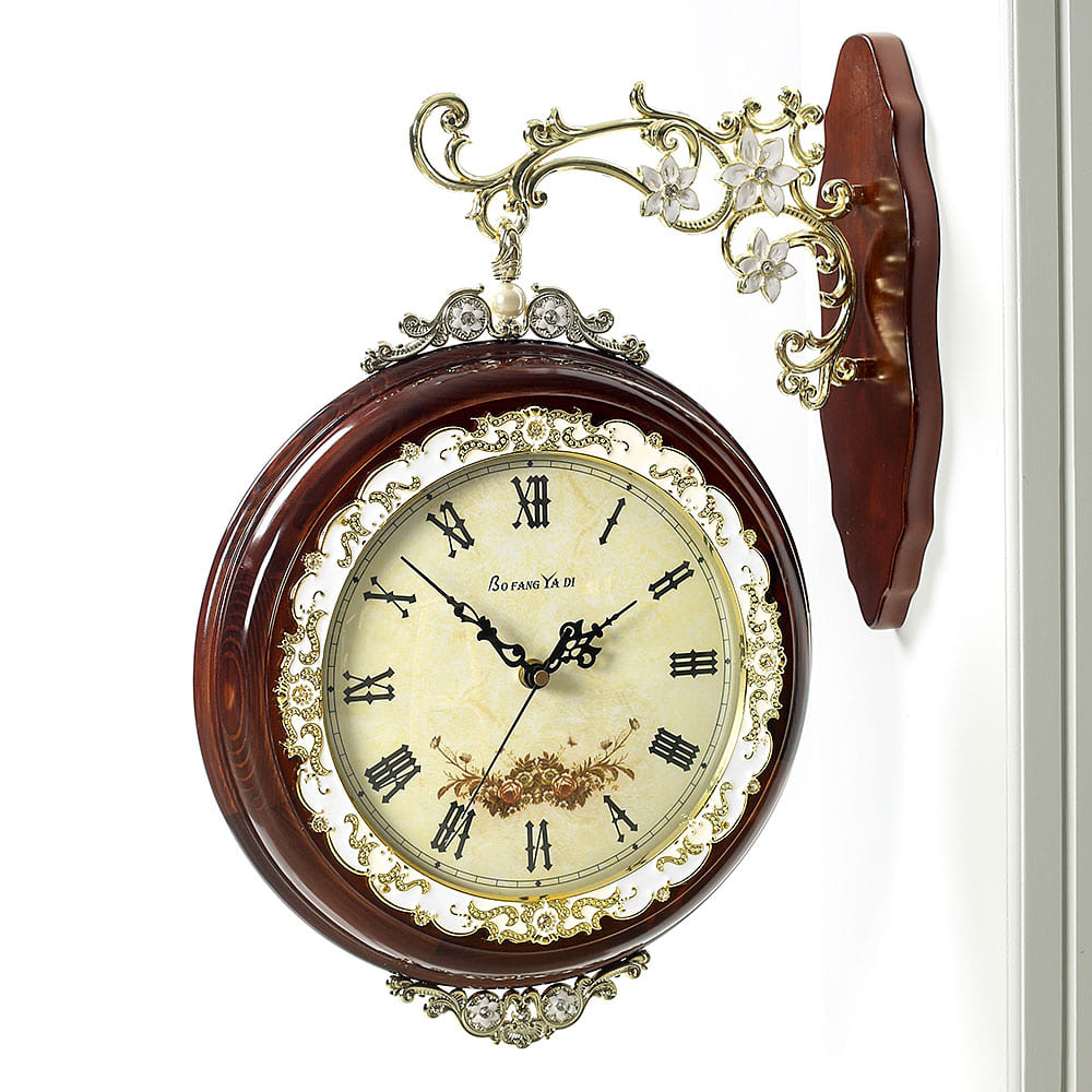 북유럽풍 인테리어 거실 주방 엔틱 우드 양면 벽 시계 289,000원