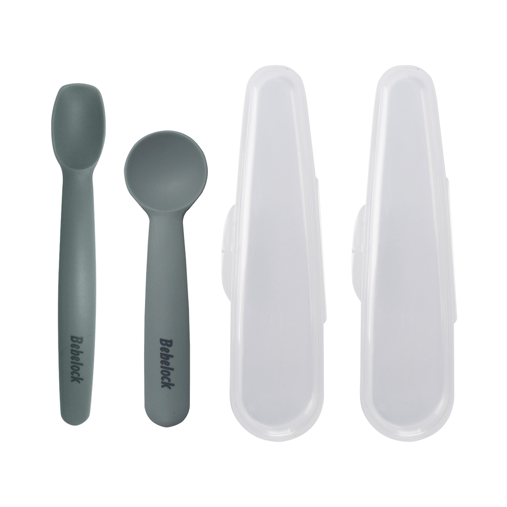 [베베락] 포네르 플래티넘 실리콘 스푼 1단계(1P)+2단계(1P)+케이스(2P), 포네르실리콘스푼세트1,2단계(블루그레이2P), 1개 9,500원