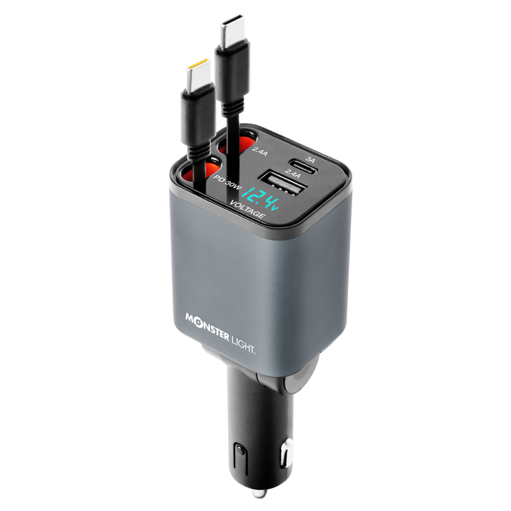 MONSTER LIGHT 엑셀 동시 4대충전 초소형 릴타입 차량용 시거잭 PD45W 초고속충전기 C타입 29,800원