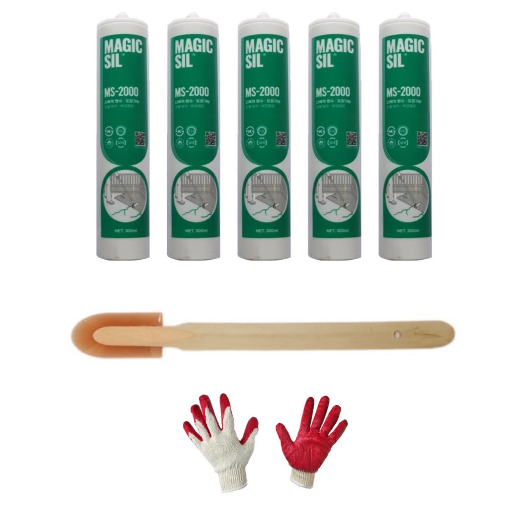 (장갑 1 실리콘헤라 1 포함) 5개 세트 우레탄 변성 실리콘 MS 2000 매직씰 오성 외부용 방수용 백색 회색 20,000원